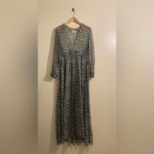 GIADA FORTE SILK Elegant Leopard Print Maxi Dress. Size L